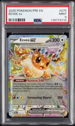 2025 POKEMON PRE EN-PRISMATIC EVOLUTIONS #075 EEVEE EX PSA 9 - Image 1