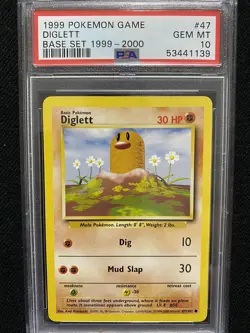 1999-2000 Pokemon Base Set 4th Print Diglett 47/102 PSA 10 Gem Mint - Image 1