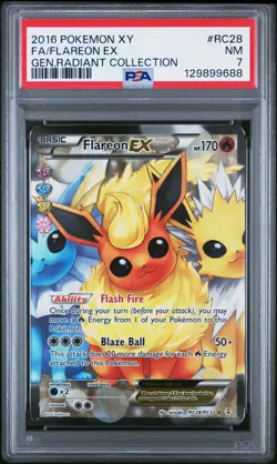 2016 POKEMON XY GENERATIONS RADIANT COLL #RC28 FULL ART/FLAREON EX PSA 7 - Image 1