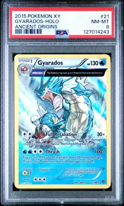 2015 POKEMON XY ANCIENT ORIGINS #21 GYARADOS-HOLO PSA 8 - Image 1