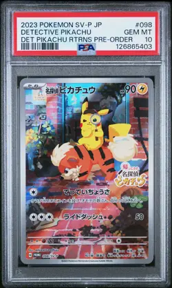2023 POKEMON JPN SV-P PROMO #098 DETECTIVE PIKACHU PSA 10 - Image 1
