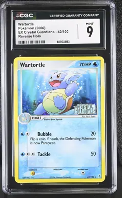 CGC 9 Wartortle EX Crystal Guardians 42/100 Reverse Holo Stamped Pokemon Card - Image 1
