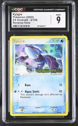 CGC 9 MINT Kyogre 2005 EX Emerald 6/106 Reverse Holo STAMPED Pokemon Card - Image 1