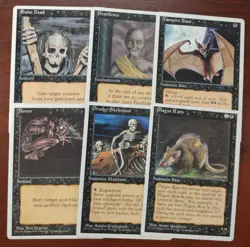 6 BLACK Alternate 4th Edition Lot ~mtg Plague Rats Terror Drudge Skeleton Bats - Image 1