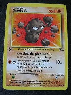 GEODUDE 1999 POKEMON Fossil 1st Edition SPANISH #47 EX-NM! Common Vintage - Image 1