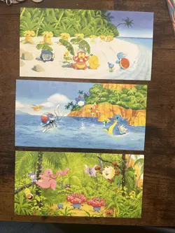 Pokemon Southern Island Postcards Set of 3 Beach, Field Of Flowers, And Jungle - Image 1