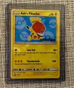Ash’s Pikachu SM114 Pokemon TCG Non Holo Rare | Sun And Moon Promo - Image 1