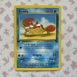 Pokemon TCG Krabby 51/62 1st Edition Fossil Set Common - Image 1