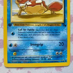 Pokemon TCG Krabby 51/62 1st Edition Fossil Set Common - Image 3