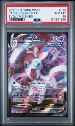 2021 Pokemon Sylveon VMAX 075/203 Evolving Skies PSA 10 Gem Mint - Image 1