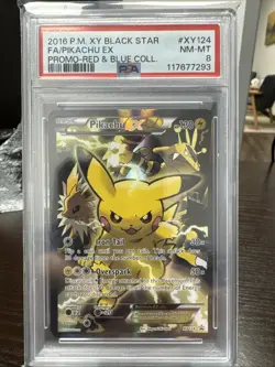 Pokemon Pikachu EX Full Art 2016 XY Black Star Promo #XY124 PSA 8 NM-MT - Image 1