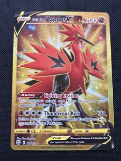 Galarian Zapdos V 182/172 Rare Secret Brilliant Stars Pokemon NM - Image 1