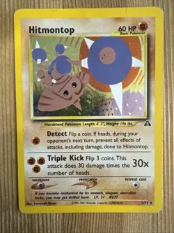 Hitmontop - 3/75 - Pokemon Neo Discovery Unlimited Holo Rare Card WOTC DMG - Image 1
