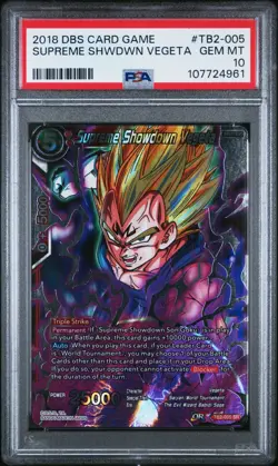 Supreme Showdown Vegeta TB2-005 SR Foil Dragon Ball Super Card Game PSA 10 - Image 1