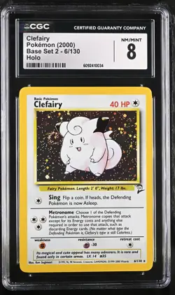 CGC 8 Clefairy 2000 Base Set 2 6/130 Holo SWIRL Pokemon Card - Image 1