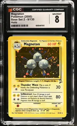 CGC 8 Magneton 2000 Base Set 2 9/130 Holo Pokemon Card - Image 1