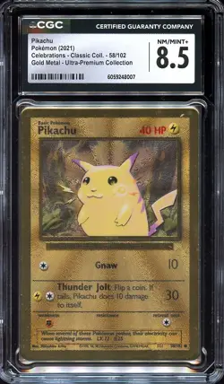 Pokemon Celebrations Gold Metal Pikachu 58/102 CGC 8.5 NM/MINT+ - Image 1