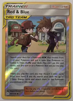 POKEMON RED & BLUE 202/236 REVERSE HOLO COSMIC ECLIPSE TAG TEAM LP-NM - Image 1