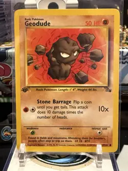 Pokemon TCG Geodude Fossil 47/62 Regular 1st Edition Common JW 12P - Image 1