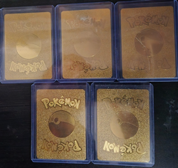 5 pokemon Gold Cards Pikachu, Charizard, Iron Treads, Charizard, and Calyrex - Image 2