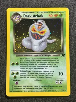Dark Arbok 2/82 Team Rocket Holo Rare Vintage Pokemon Card WOTC SWIRL NM - Image 1