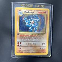 1999 Base Set 1st Edition Machamp Holo Card 8/102 WOTC Pokemon TCG Original - Image 1