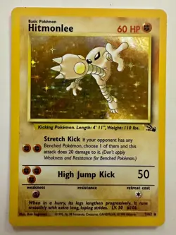 Hitmonlee, Fossil Holo, 7/62 - Pokemon Card - Good Condition - Image 1