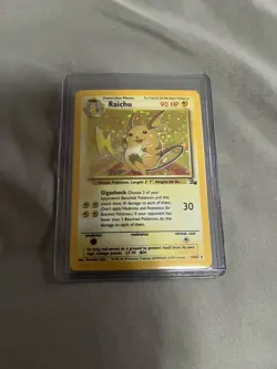 USED Nintendo Pokemon TCG Raichu Fossil Holo Card 14/62 Unlimited Holo Rare MP - Image 1