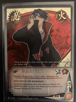 N 203 Itachi Uchiha Gold Foil Rare Naruto CCG Card-NM - Image 1