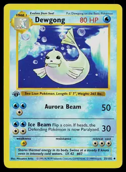 Pokemon Card - Dewgong Base Set (Shadowless) 25/102 Uncommon 1st Edition - Image 1
