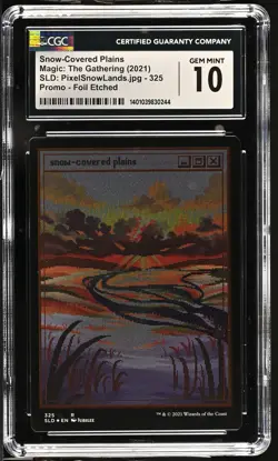 SNOW-COVERED PLAINS Secret Lair Etched Pixel Snow CGC 10 MTG [Nostalgium] - Image 1