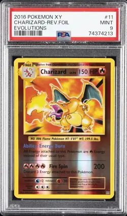2016 POKEMON XY EVOLUTIONS #11 CHARIZARD-REVERSE FOIL PSA 9 - Image 1