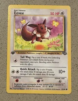 Pokemon TCG Eevee Jungle 51/64 Common 1st Edition NM/LP - Image 1