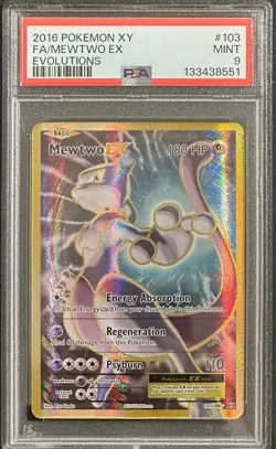 Pokemon TCG XY Evolutions 2016 Mewtwo EX Full Art 103 PSA 9 Nintendo - Image 1