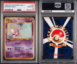 2000 Pokemon Japanese Neo 2 Espeon Holo 196 PSA 10 Gem Old Back - Image 3