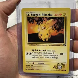 Lt. Surge's Pikachu 84/132 Pokemon TCG Gym Challenge Unlimited LP Card WOTC Vtg - Image 1