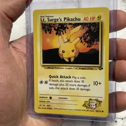 Lt. Surge's Pikachu 84/132 Pokemon TCG Gym Challenge Unlimited LP Card WOTC Vtg - Image 2