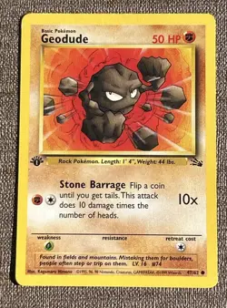 Geodude Fossil 47/62 Regular 1st Edition Common WOTC Pokemon Card Lightly Played - Image 1