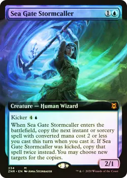 MTG FOIL Sea Gate Stormcaller Extended Art - Zendikar Rising #334 - Image 1