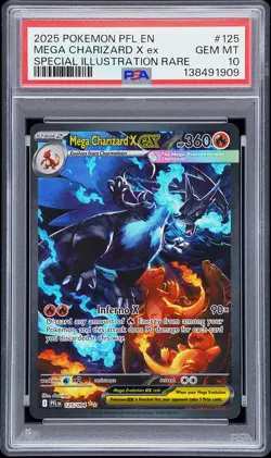 2025 POKEMON PFL EN-PHANTASMAL FLAMES #125 MEGA CHARIZARD X EX PSA 10 - Image 1