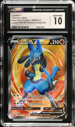 CGC 10 GEM MINT Lucario V SWSH213 Sword & Shield Promo Holo Full Art Pokemon - Image 1
