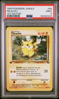 1999 Pokemon Jungle Pikachu 1st Edition 60/64 PSA 9 MINT - Image 1