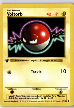 1999 Pokemon Base Set 1st Edition (Shadowless) #067/102 Voltorb - Image 1