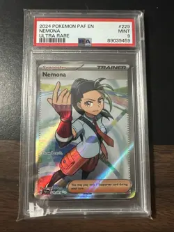 Pokemon 2024 Paldean Fates Trainer NEMONA Ultra Rare #229 PSA 9 Mint 459 - Image 1