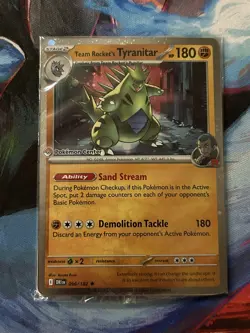 Pokemon TCG Team Rocket’s Tyranitar Pokemon Center Stamped Promo 096/182 SEALED - Image 1