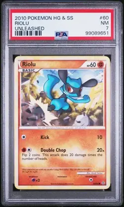 Pokemon 2010 Reverse Holo HeartGold SoulSilver Unleashed Riolu 60/95 MP CGC 7 - Image 1