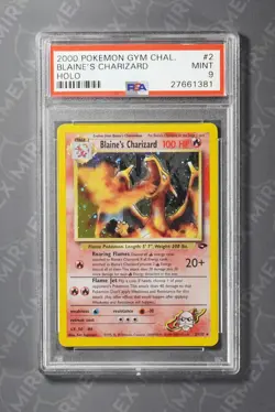 Pokemon PSA 9 Blaine's Charizard #2 CORRECTED ENERGY Gym Challenge 2000 English - Image 2