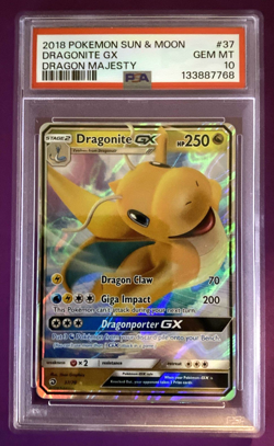 Dragonite GX 37/70 Holo Rare Pokemon 2018 Dragon Majesty PSA 10 MINT - Image 1