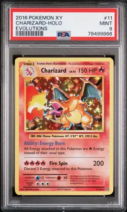 2016 Pokemon XY Evolutions Charizard Holo #11 PSA 9 MINT - Image 1