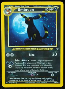 Umbreon 13/75 LP Neo Discovery Pokemon Card, Perfect Head Swirl - Image 1